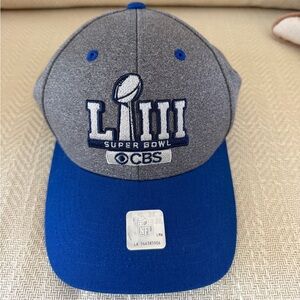 NFL Super Bowl LIII (Patriots vs Rams) Hat - Gray & Blue, Adjustable Strap, New!